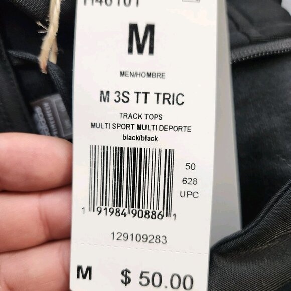 Men's Adidas Size M Medium Tres Three Stripe Black Polyester Track Jacket - Picture 7 of 8